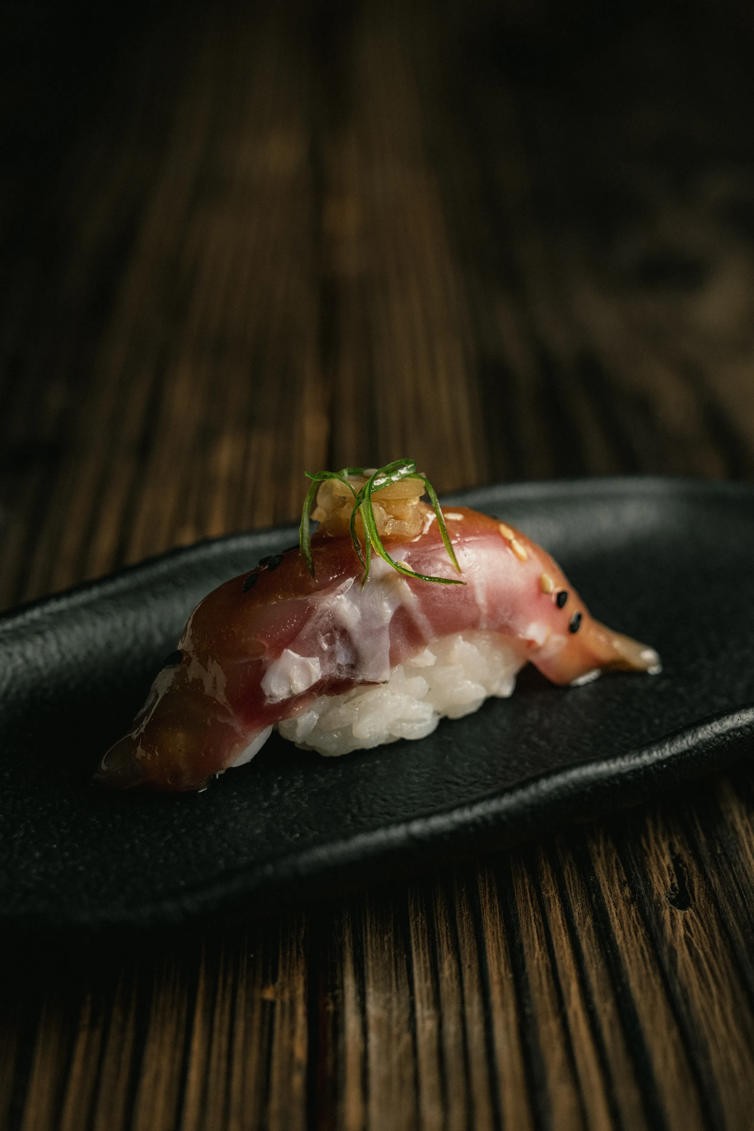 Shiromi Pachikay: Catch of the day with yukke sauce, pachikay, and negui, part of the exclusive Nikkei menu at the Nikkei restaurant on Avenida Escazú.